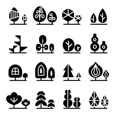 Ağaç simge vektör çizim simgesi ayarla