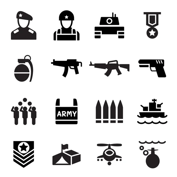 Militaire pictogrammenset vector illustratie symbool — Stockvector