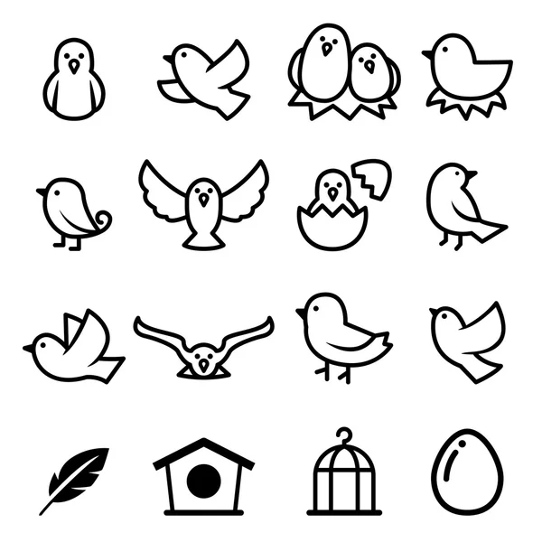 Sada ikon ptačí vektorové ilustrace symbolu — Stockový vektor