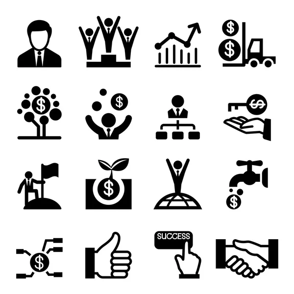 Icono de éxito empresarial conjunto vector símbolo de ilustración — Vector de stock