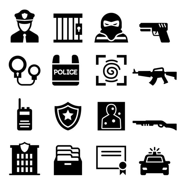 Politie pictogrammenset vector illustratie symbool — Stockvector