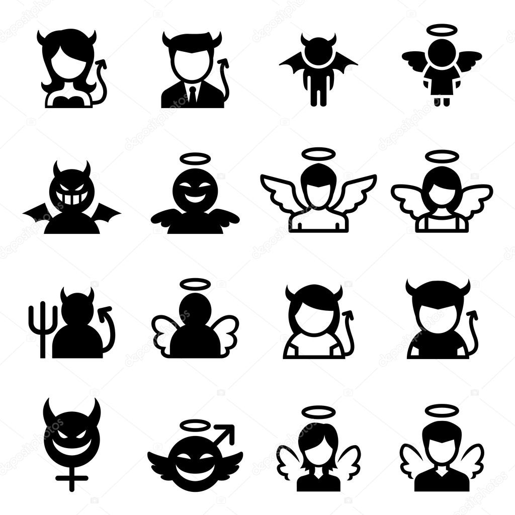Devil & Angel icon set vector illustration symbol