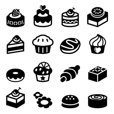 Vektör çizim tatlı ve unlu Icon set