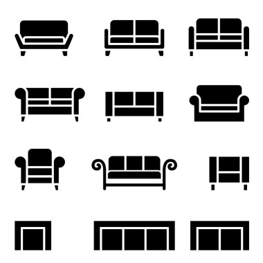 Vektör çizim grafik tasarım kanepe Icon set