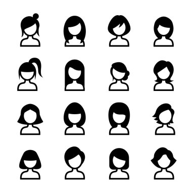 Kadın saç style Icon Set