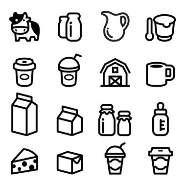 Vektör çizim grafik tasarım süt Icons set