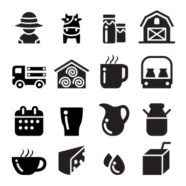 Vektör çizim grafik tasarım süt Icon set