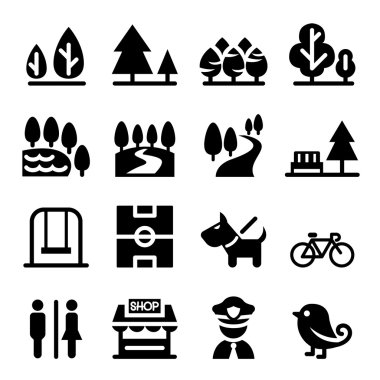 Park, kamu parki, milli park, Bahçe Icon set