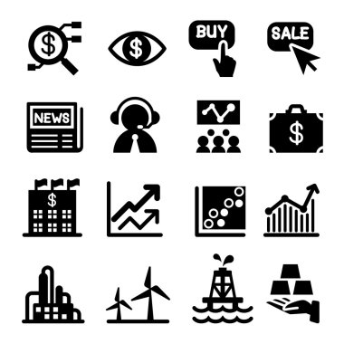 Borsa Icon set. Vektör çizim