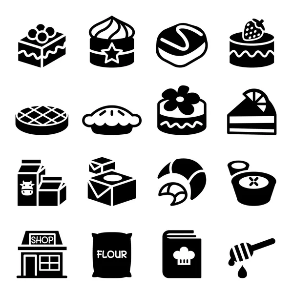 Postres icono conjunto Vector ilustración — Archivo Imágenes Vectoriales