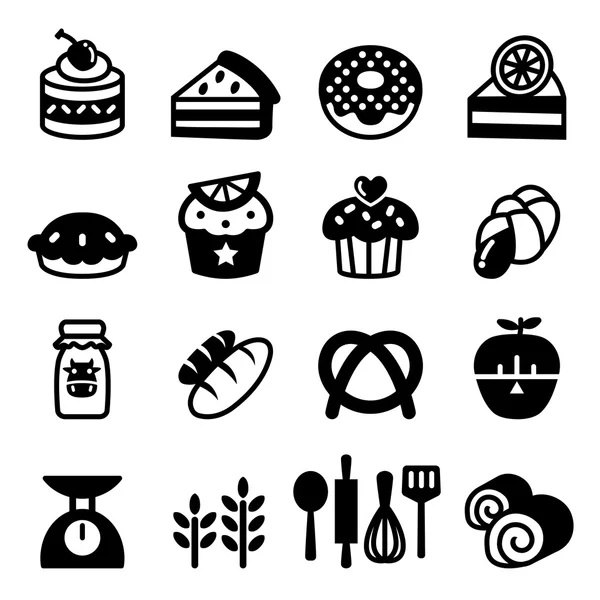 Пекарня и десерт иконки набор векторных иллюстраций графический дизайн — стоковый вектор