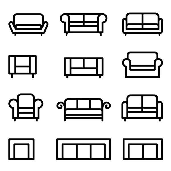 Sofa Ikone Set Vektor Illustration Grafik Design — Stockvektor