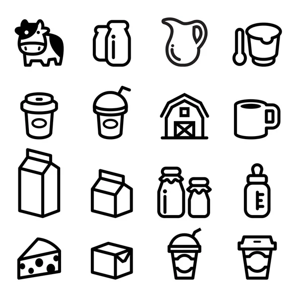 Milch Icons Set Vektor Illustration Grafik Design — Stockvektor