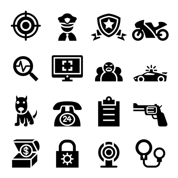 Policía & conjunto de iconos de seguridad — Vector de stock