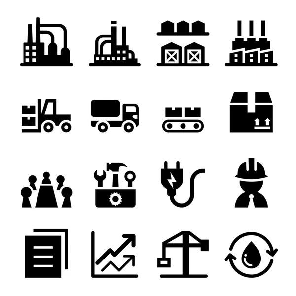 Set de iconos de fábrica industrial — Vector de stock