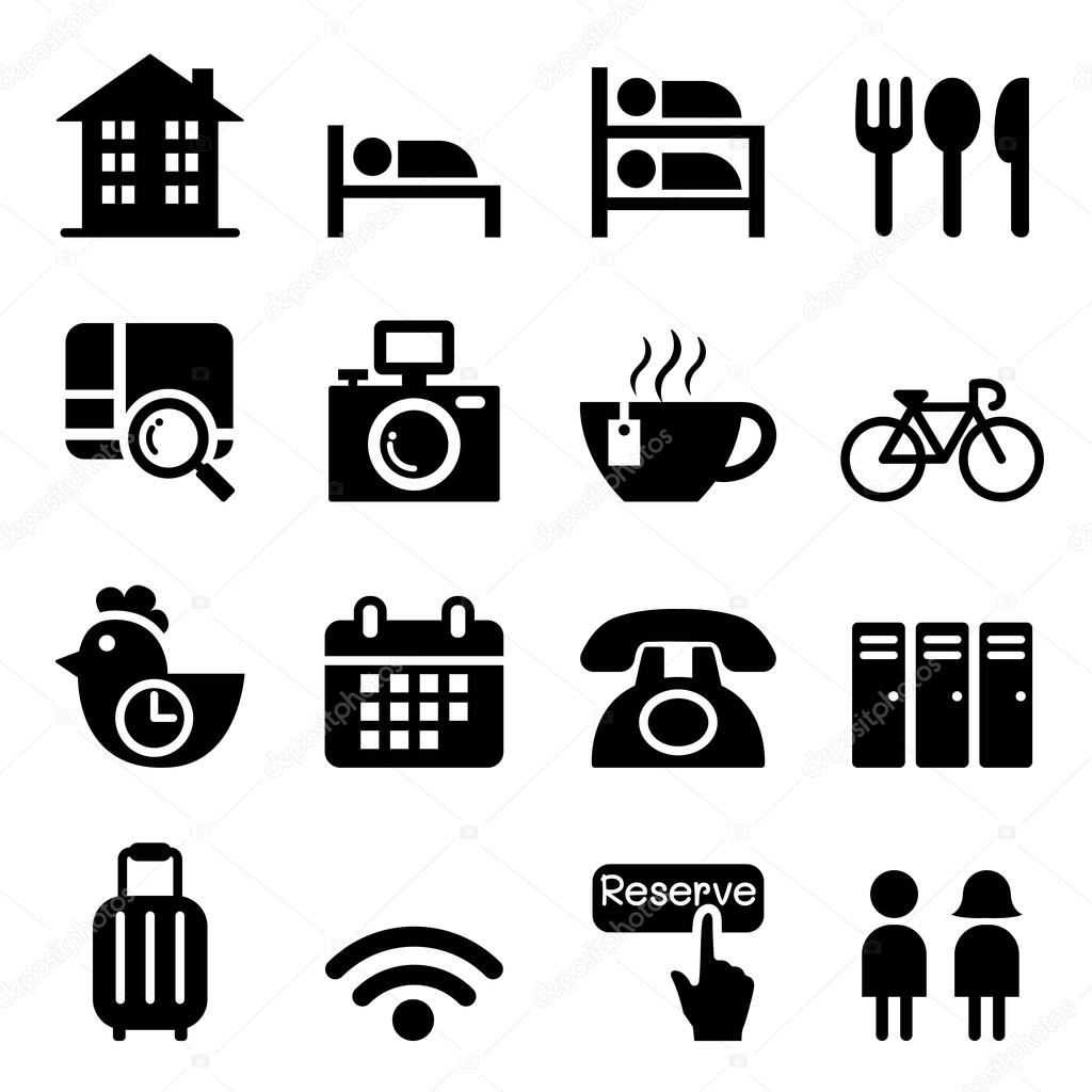 Hostel & Hotel icon set  Vector illustration