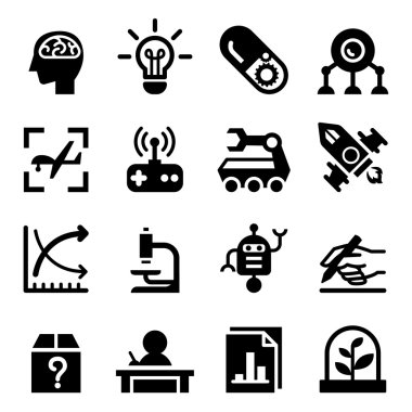 Buluş ve araştırma Icon set