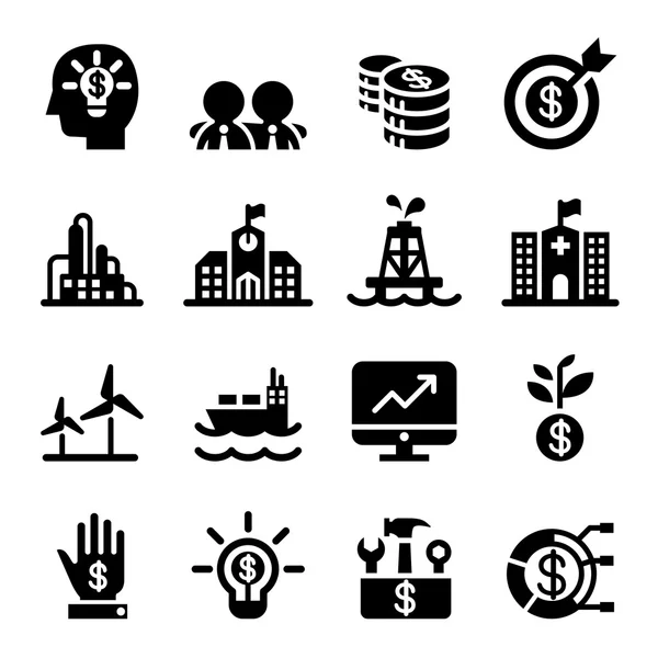 Silhouette Financial Investment icons set — Stock Vector