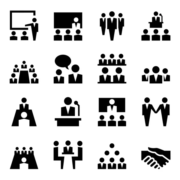 Iconos de la reunión Ilustración vectorial Diseño gráfico — Vector de stock