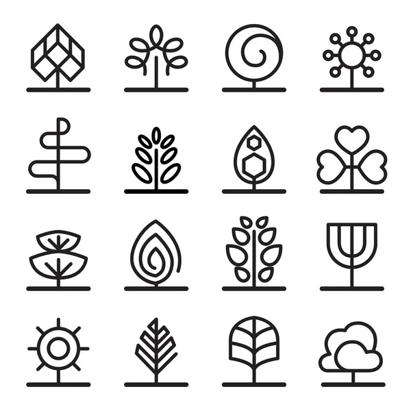 Iconos de árbol en estilo minimalista — Archivo Imágenes Vectoriales
