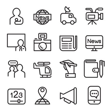 Haberler ve kitle iletişim araçları simge çizgi stili ayarla