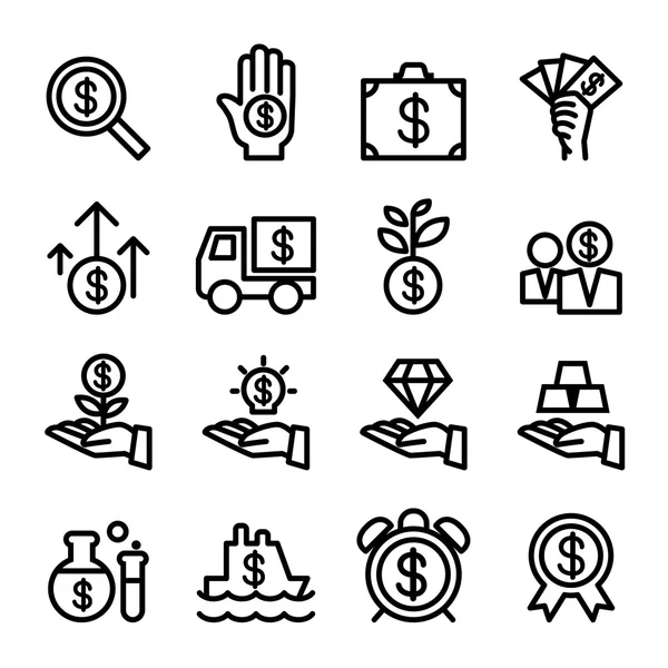 Set di icone per gli investimenti finanziari aziendali — Vettoriale Stock