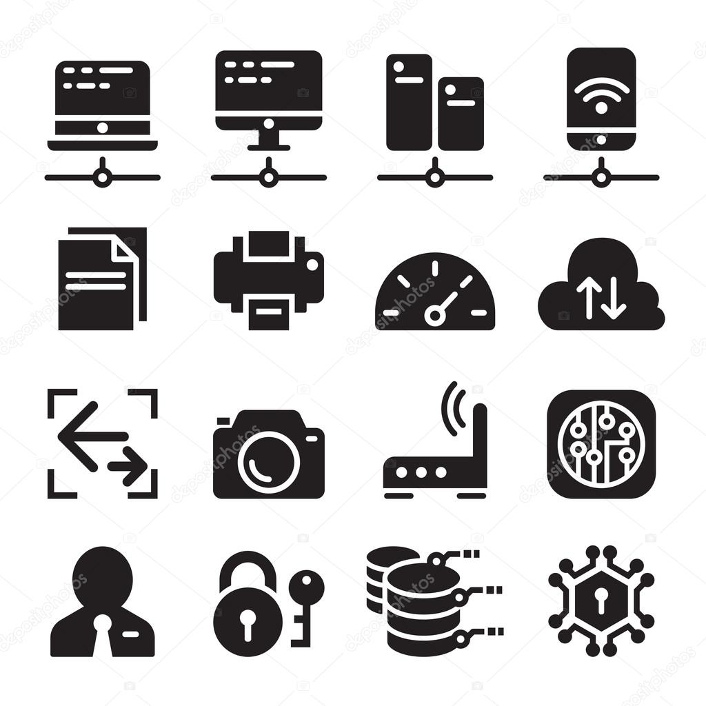 Computer network device & Data communication icon set