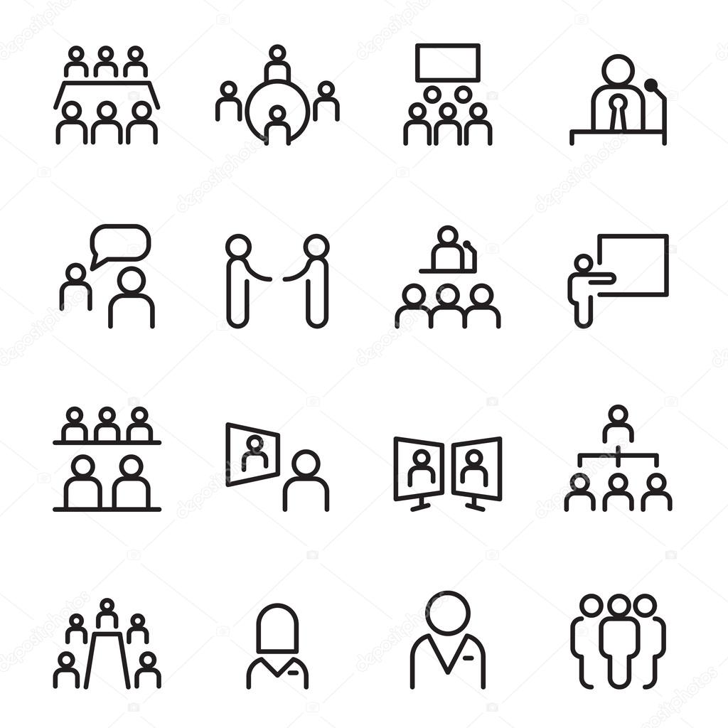 Meeting & conference icon set , thin line icons Stock Vector Image by