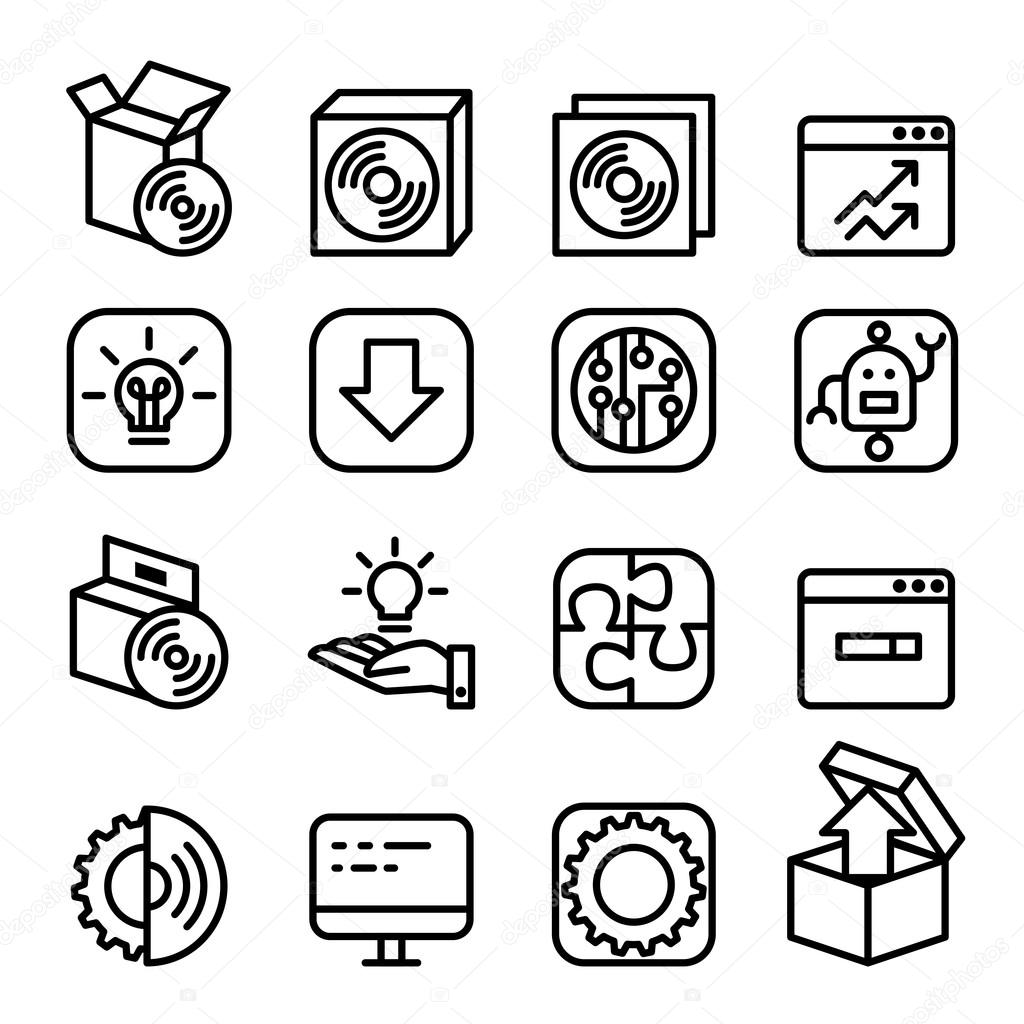 Setup , setting, configuration, maintenance & Installation icon Software & Application in line style