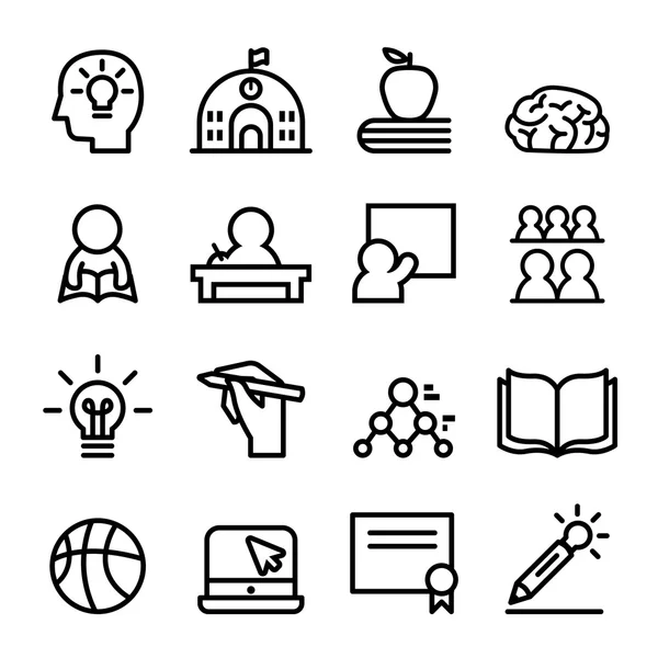 Conjunto de ícones da escola Ilustração vetorial de linha —  Vetores de Stock