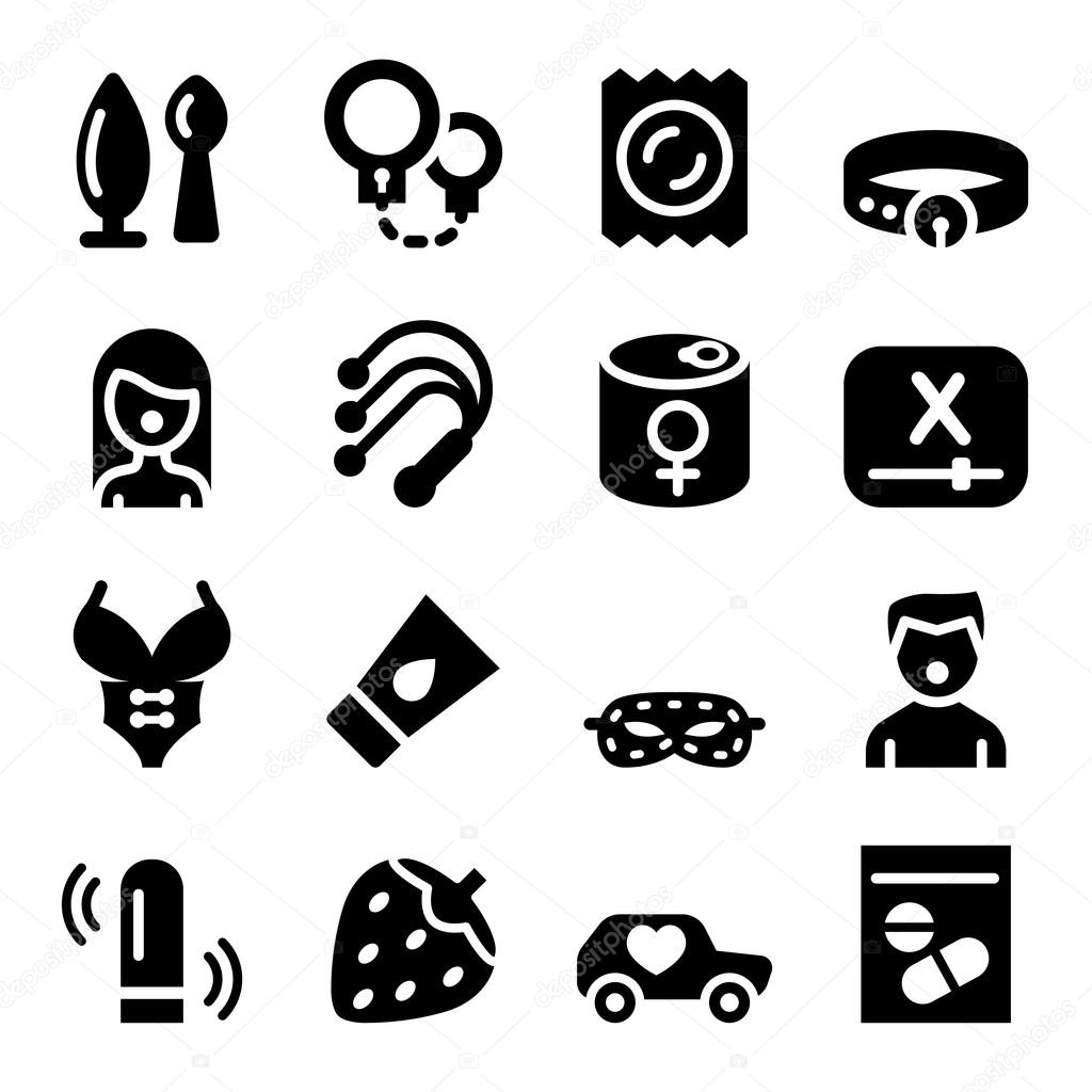 Sex shop & Sex toy icon set