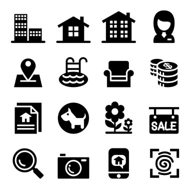 Emlak simgeler kümesi vektör çizim grafik tasarım