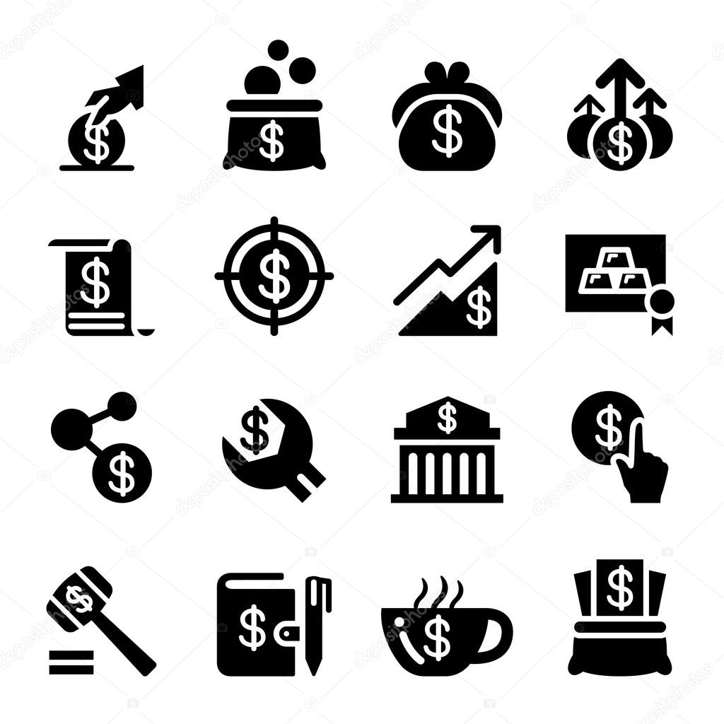 Saving money icon set