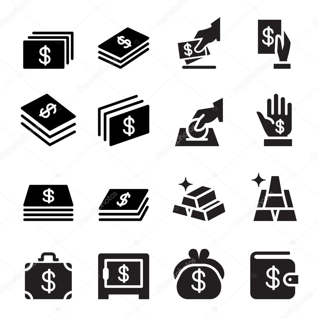 Money & hand , Saving money, Gold, investment icon set