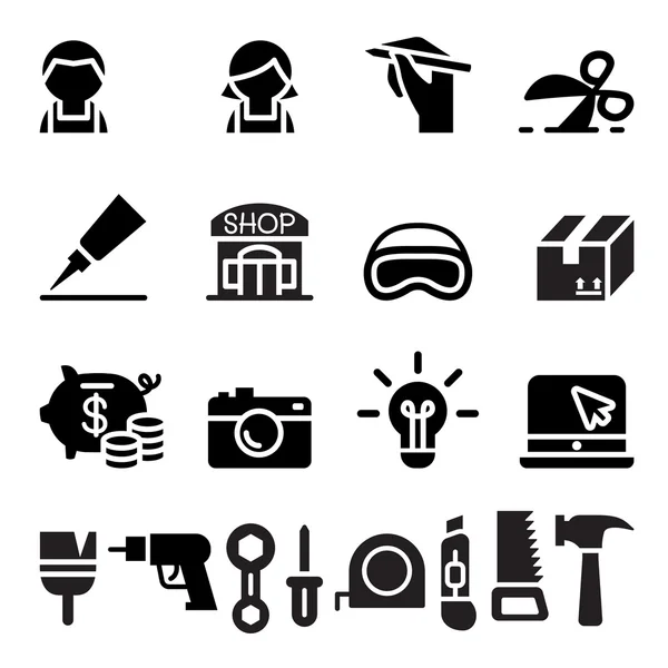 Barkács, műhely, kézműves, kézműves ikon készlet — Stock Vector