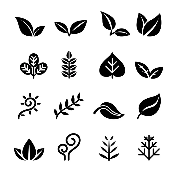 Hoja, Planta, Hierba, vegetación, conjunto de iconos — Archivo Imágenes Vectoriales