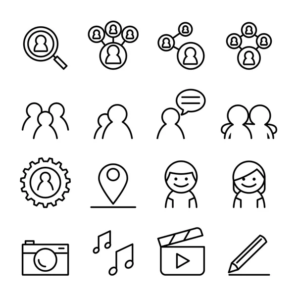 Ensemble d'icônes de réseau social — Image vectorielle
