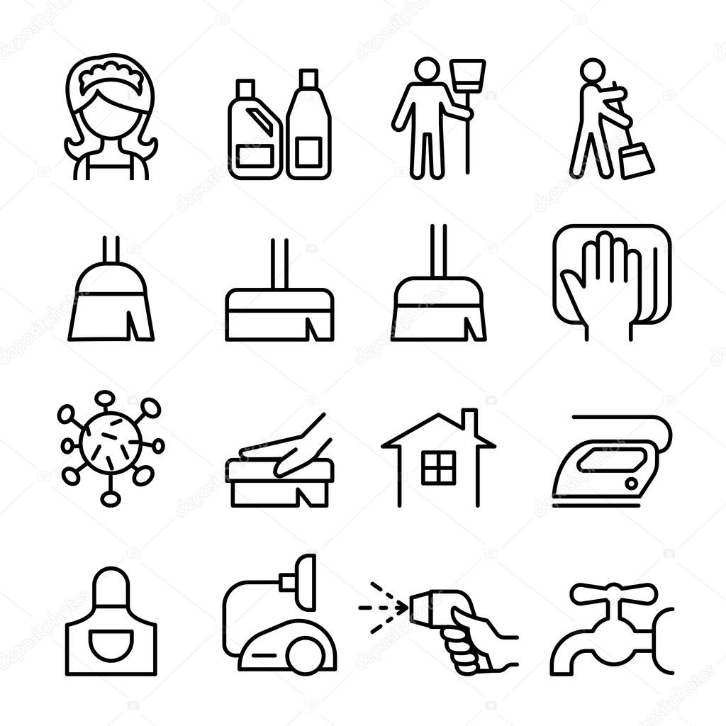 Cleaning , Housekeeping , Hygiene icon set