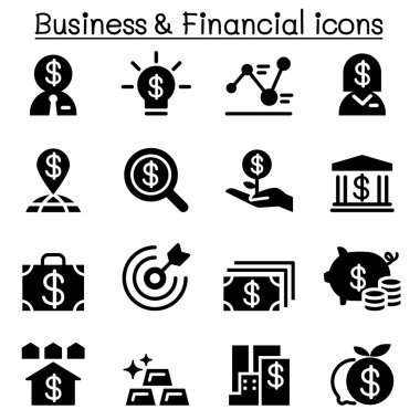 İş ve Finans simgesi set vektör çizim grafik tasarım