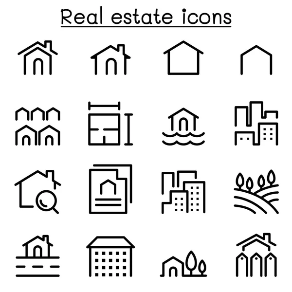 Reestate icon set in thin line style — стоковый вектор