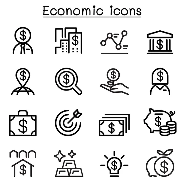 Conjunto de ícones econômicos, de negócios e de investimento — Vetor de Stock