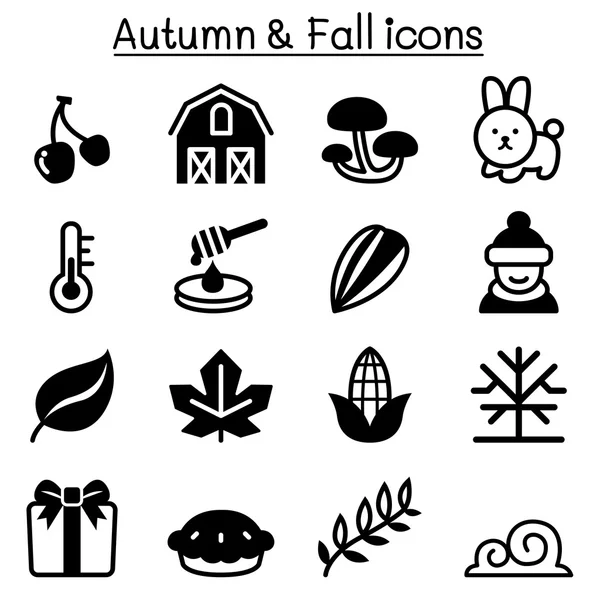 Herbst, Herbst & Winter Icon Set Vektor Illustration Grafikdesign — Stockvektor
