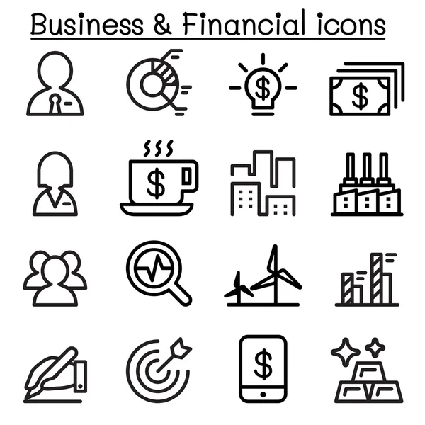 Icono de negocio y financiero en estilo de línea delgada — Archivo Imágenes Vectoriales