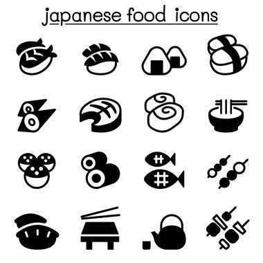 Temel Japon gıda Icons set