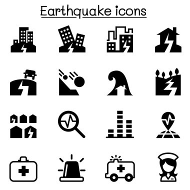 İllüstrasyon vektör deprem Icon set
