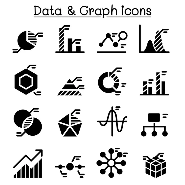 Data, diagram, graf graf sady ikon — Stockový vektor