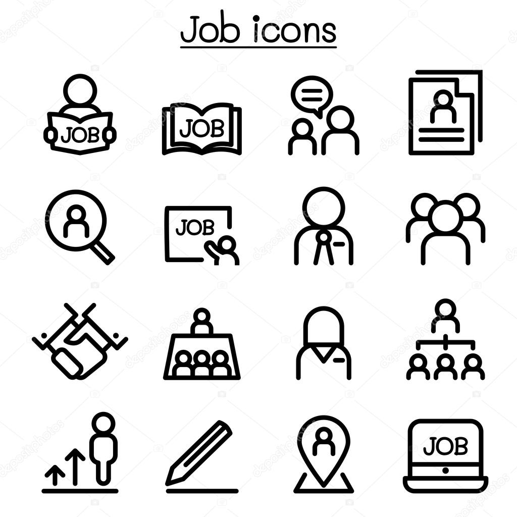 Job icons set in thin line style