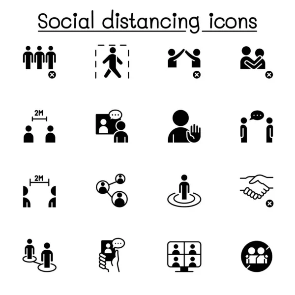 Soziale Distanzierung Symbole Setzen Vektor Illustration Grafik Design — Stockvektor