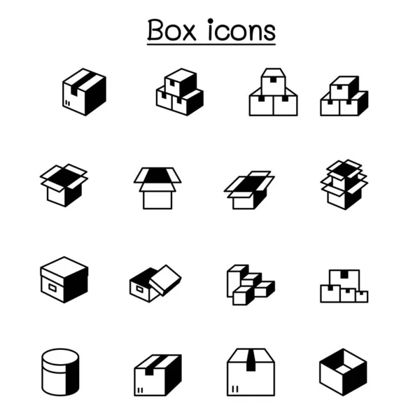 Boîte Icônes Set Vectoriel Illustration Conception Graphique — Image vectorielle