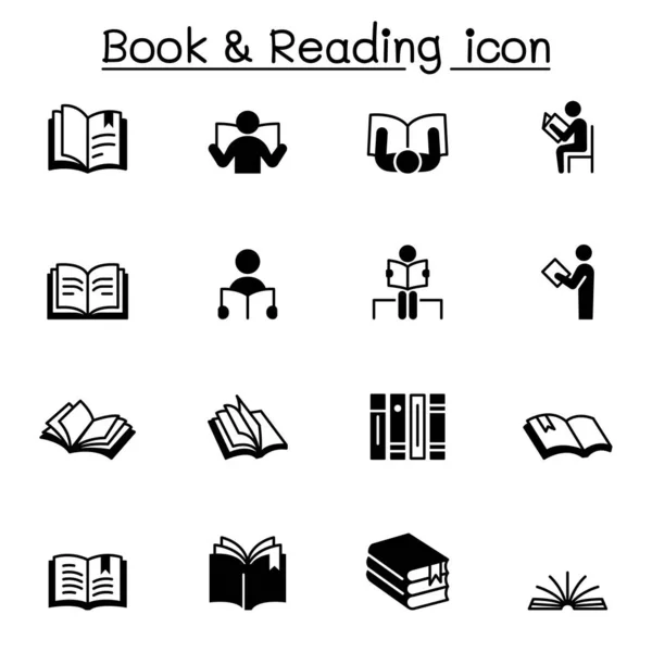 Buch Lesen Icons Setzen Vektorillustration Grafikdesign — Stockvektor